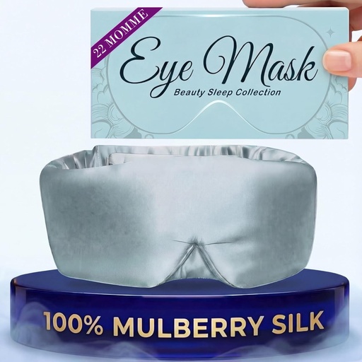 [BRSREZQRCBYWE2TU] SLEEP SANCTUARY 100% Pure Mulberry Silk Sleep Mask - 22 Momme Light Blocking Hook & Loop Silk Eye Mask for Sleeping - Secure Fit for Side Sleepers, Women & Men - Cloud Soft (Misty Blue)