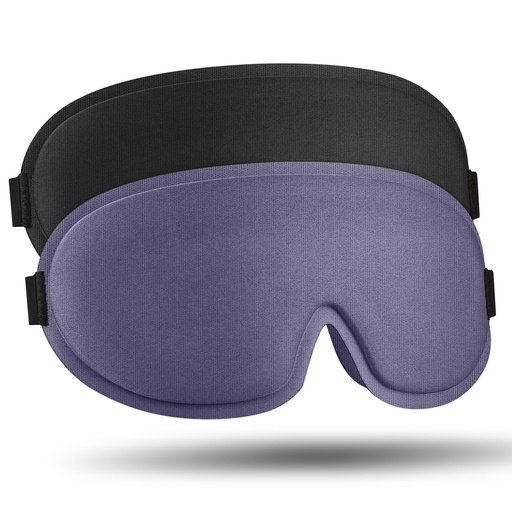 [BRSREFIRDINGADL6] 2 Pack Sleep Mask for Side Sleeper, Complete Light Blocking 3D Sleeping Eye Mask, Soft Breathable Eye Cover for Women Men, Travel, Nap, Relaxing Zero Pressure Night Blindfold (Black+Blue Grey)