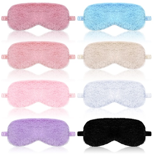[BRSW2GAOBMCAIG3H] Geyoga 8 Pcs Plush Sleep Eye Masks for Women, Faux Fur Sleeping Masks