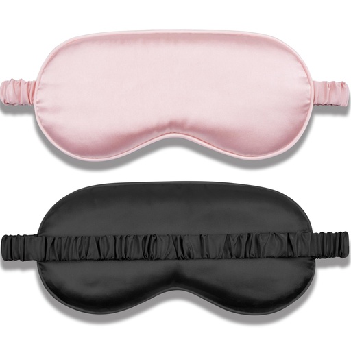 [BRSROCQBBYJR62A6] Amrules 2 Pack Silk Sleep Mask Set Adjustable, Blush Pink & Black