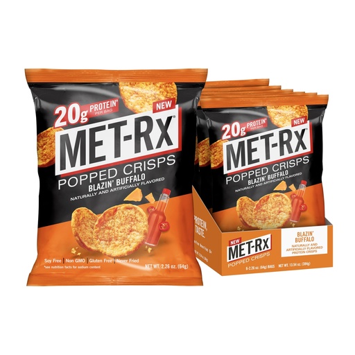[BRSRY2QYBEGWYCQ4] MET-Rx Popped Crisps, 20g Protein, Gluten Free - Blazin' Buffalo, 6ct