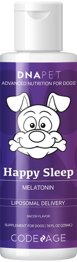 [BRSRMYAYCUFB6GTL] DNA PET Happy Sleep Melatonin Liquid Drops, Vitamin E Calm Formula, Whey Protein Canine Care Supplement, Phospholipid Complex & Phosphatidylcholine, Smoked Bacon Flavor, Sugar-Free, Non-GMO, 7.6 fl oz
