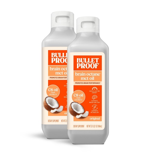 [BRSWYBD7BMOWKET7] Bulletproof Brain Octane C8 MCT Oil, 32 oz (Pack of 2) – 100% Pure Coconut Oil, Triple-Distilled Keto Energy Supplement for Coffee & Smoothies, Unflavored, No Additives or Fillers, Non-GMO