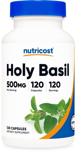 [BRSWGCT5OAARQG3J] Nutricost Holy Basil Capsules 500mg, 120 Vegetarian Capsules - Gluten Free, Non-GMO