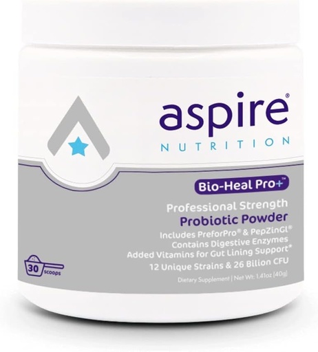 [BRSW2BQHPMOQKCL3] Aspire Nutrition Bio-Heal Pro+ 6-en-1 Probiotic Powder Supplement – Daily Probiotic Formula for Women, Men, and Kids - 30 Day Supply