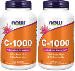 Now Supplements, Vitamin C-1,000 with Rose Hips & Bioflavonoids, Antioxidant Protection*, 250 Tablets, (Pack of 2)