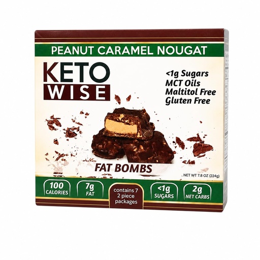 [BRSRYEA3CEPAOALU] Keto Wise Fat Bombs Peanut Caramel Nougat, Pack 7