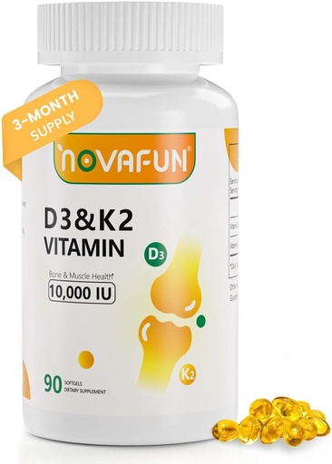 [BRSRA2Y5OYFAIDTO] D3-K2-Vitamin-10000 IU K2-D3-Vitamin-Spplement  Oil for Bone, Teeth Health, Hỗ trợ cơ bắp và tim, 90 rungs