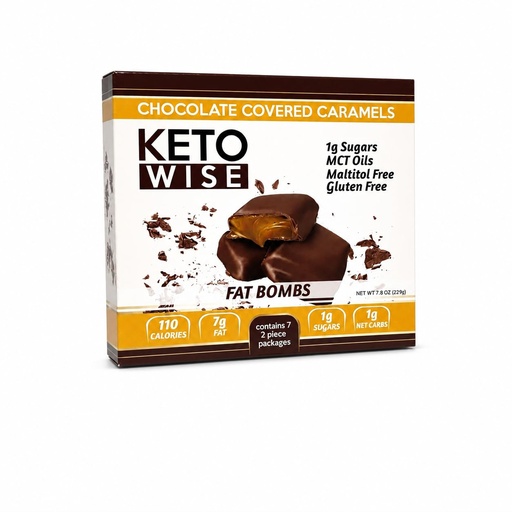 [BRSRYEA3B55BUCD4] Keto Wise Fat Bombs Chocolate Covered Caramels, Pack of 7