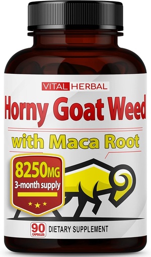 [BRSW2YYLCAIWKDI7] Vital Herbal Horny Goat Weed Capsules for Maximum Strength with Maca Root Tribulus Ashwagandha Tongkat Ali Panax Ginseng for Men Women, Boost Energy (90 Count (Pack of 1))