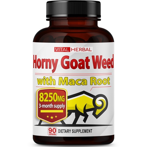 [BRSW2YYLCAIWKDI7] Vital Herbal Horny Goat Weed Capsules for Maximum Strength with Maca Root Tribulus Ashwagandha Tongkat Ali Panax Ginseng for Men Women, Boost Energy (90 Count (Pack of 1))