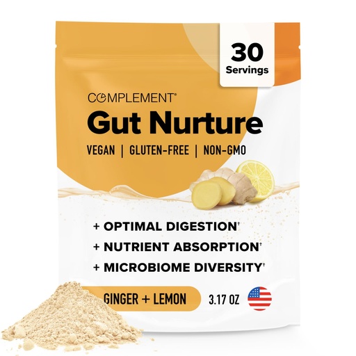 [BRSRM2Y6O4IQYDIV] Complement Gut Nurture Prebiotic + Postbiotic Superfood Powder for Leaky Gut Repair, Probiotics for Digestive Health - Ginger Root - 30 Servings