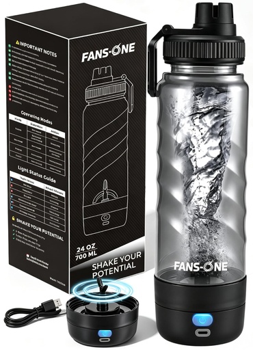 [BRSRGCA5OUBAGHY3] FANS-ONE Electric Protein Shaker Bottle, 24 oz Shaker Cups-No Clumps, Black