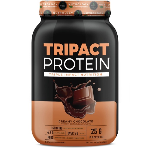 [BRSWIHQNAANAKD3C] Nutrology TRIPACT Protein Powder - 7-in-1 Meal Replacement Shake with Grass Fed Whey Protein Powder, Pea, Rice, & Greens - Boost Muscle Recovery & Immunity, Creamy Chocolate Flavor, 40 Servings