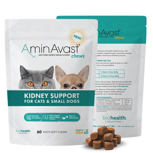 [BRSREZI5BMBAOAAV] AminAvast Kidney Support Soft Chews for Cats & Small Dogs, 300 mg, 60 Count