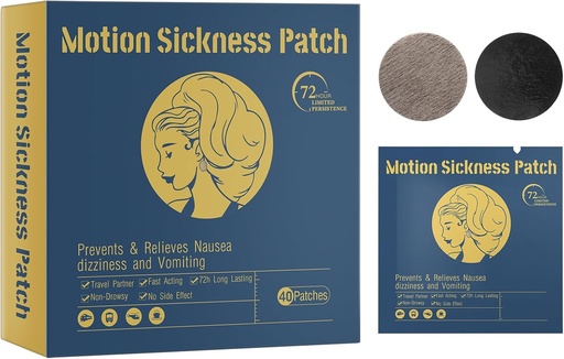 [BRSRGZD4OAMAOETH] Motion Sickness Patches for Travel, Nausea Relief Patches for Car, Cruise & Flight, Compact Anti Nausea Patch, Travel Essentials for Adults，40 Patches