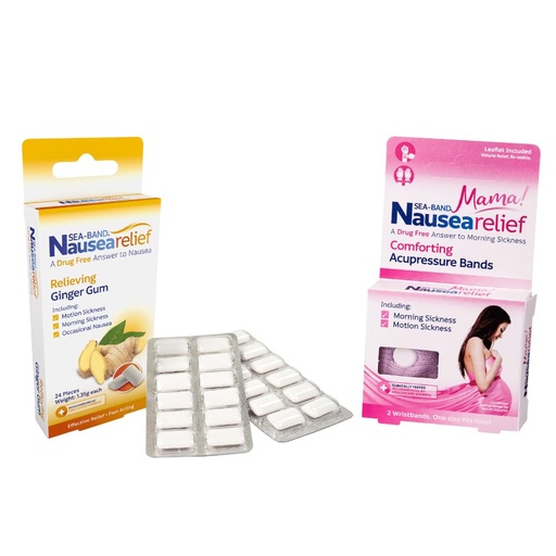 [BRSROZYHOQGRUHTP] Sea-Band Anti-Nausea Wristband Bundle for Pregnancy Nausea, with Mama Wristband and Ginger Gum, for Morning Sickness