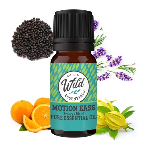 [BRSRMCY6CIDQAFD5] Wild Essentials Motion Ease 100% Pure Essential Oil Synergy Blend, 10ml, Formula for Motion Sickness, Nausea, Upset Stomach, Vertigo, Dizzy, seasick, carsick. Made and Bottled in The USA (1)