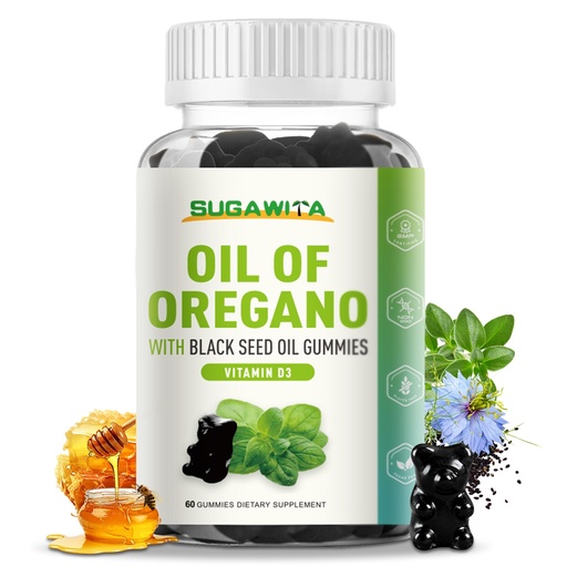 [BRSREYLRAAOWGF36] Oregano Oil 500mg Gummies with Black Seed Oil, Vitamin D3