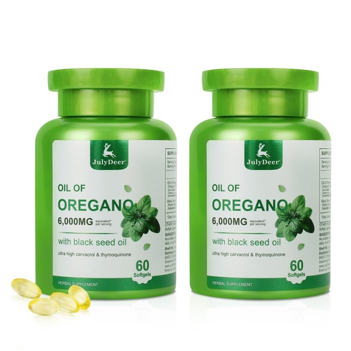 [BRSREFL6B4FWME3H] JulyDeer Oil of Oregano with Black Seed Oil, 2 in 1 Oregano Oil Supplement
