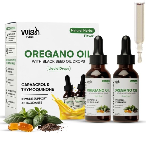 [BRSRGCQ7BYCGY3D7] Oil of Oregano Drops with Black Seed Oil, Organic Oregano Oil Liquid Drops 2 Pack Oil of Oregano Liquid to Supports Immune, Digestive & Antioxidant, Boosted with Carvacrol & Thymoquinone