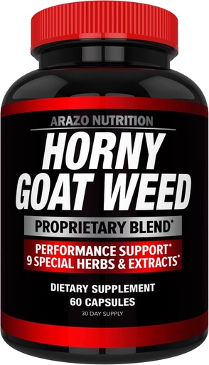 [BRSWKGYGCINBYHA7] Arazo Nutrition Premium Horny Goat Weed Extract with Maca Root, Ginseng, Muira Puama and L-Arginine - for Men and Women – 100% Pure Herbal Nutritional Supplement