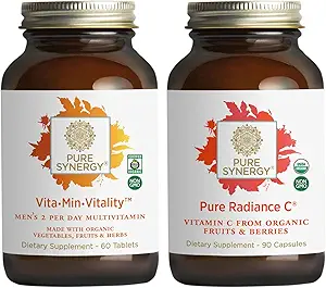 [BRSROZIDBV5RUG3D] PURE SYNERGY Men’s Multivitamin, Stress, and Energy Essentials Bundle | Whole Food Multi with Adaptogens and Cordyceps | Natural Vitamin C Immune Supplement | Vegan, Non-GMO, and Organic Ingredients