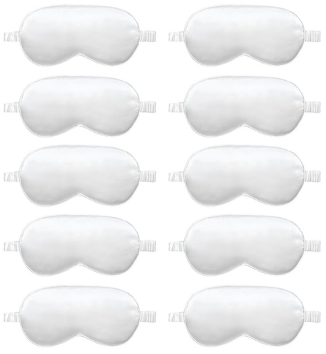 [BRSRAEI6OIAWAHIU] 10 Pack Sleep Mask,Silk Eye Mask,for Night Sleeping,Office, Travel,Party Games,Suitablefor Men/Women (White)