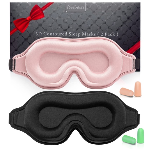 [BRSRMYDYOQBQI2YY] BeeVines 3D Contoured Sleep Mask, Blackout Eye Masks for Sleeping (2 Packs)