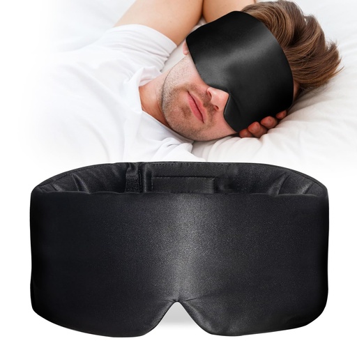 [BRSRAFAODEMQI3TG] 100% Mulberry Silk Sleep Mask, Large Eye Cover for Sleeping, Comfortable and Pressure-Free Sleeping Masks for Women Men, Completely Blackout (Black)
