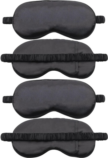 [BRSREFI6PMMQ2DT6] 4 Pack Sleep Mask for Women & Men, 100% Blackout Silky Eye Cover, Zero Eye Pressure Soft Satin Blindfold with Elastic Adjustable Strap, Lightweight Night Eyes Shade for Travel Nap Side & Back Sleepers