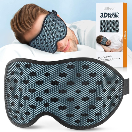 [BRSRA2T2CQBRMCDH] LitBear Breathable Sleep Mask, 3D Eye Mask Sleep for Side Sleeper Women Men