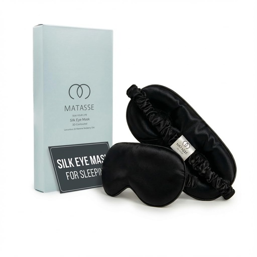 [BRSRMGQTBUJQO3TH] MATASSE 100% Mulberry Silk Sleep Mask, 22 Momme Grade 6A, Black