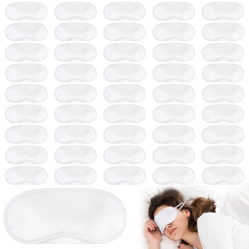 [BRSRAFI5O57BYCA6] Aneco 50 Pieces Blindfold Sleep Mask Bulk Eye Mask Shade Cover with Nose Pad and Adjustable Strap for Travel Sleep Game Party Supplies, White