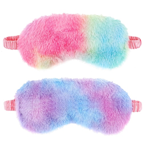 [BRSROAT6CUHBSHLU] 2 Pack Plush Sleeping Eye Mask Soft Plush Eye Mask Fuffy Eye Cover Comfortable Sleep Mask Blindfold Rainbow Faux Fur Eye Shade for Women, Men and Kids Travel Nap Sleeping