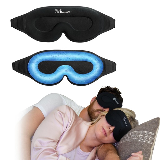 [BRSRO2YCBUPBSAA3] TheraICE Sleep Mask + Cooling Gel Relief - Weighted Sleep Eye Mask 100% Blackout 3D Cold Relaxing No Pressure Eye Cover Blindfold to Block Light for Comfortable Soothing Night Sleeping | Men & Women