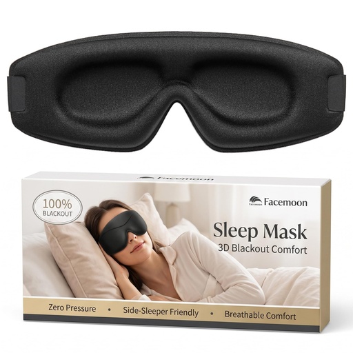 [BRSRYYY6DIFQIEIU] Sleep Mask for Men Women: 100% Blackout 3D Eye Mask for Sleeping Black