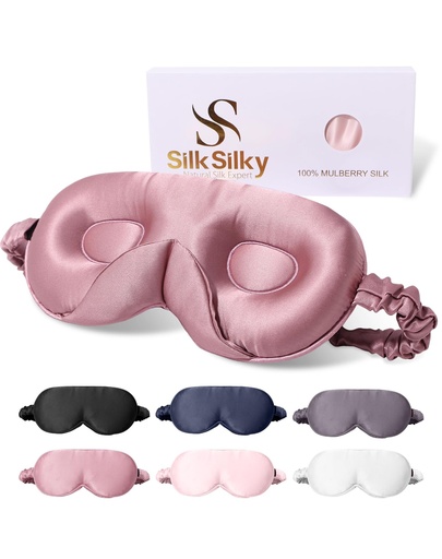 [BRSREAA3AUOQME3F] SilkSilky 100% 22 Momme Mulberry Silk Sleep Mask, Pale Mauve
