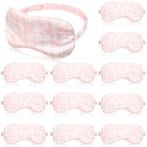 [BRSREFDQDEAR6C3L] 12 Pcs Pink Bow Sleep Masks Coquette Party Favors,Pink,Classic
