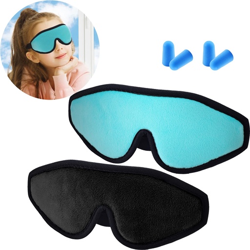 [BRSW2HATCQFBYC3K] Geyoga 2 Pcs 3D Sleep Mask for Kid Foam Eye Mask,Black and Green