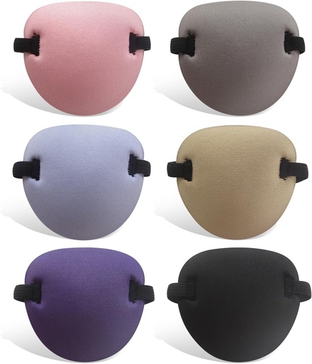 [BRSREAYEOYOWAF35] 6 pcs Eye Patch,Medical Eye Patches for Adults and Kids,3D Soft Eyepatch for Left or Right Eye,Adjustable Eye Patch for Lazy Eye, Pink Light Purple Gray Black Nude
