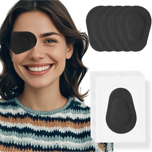 [BRSRAAT5OB6W2FDK] 20 Pcs Adhesive Eye Patches for Adults, Medical Eye Patch Disposable Breathable Eyepatch for Amblyopia Lazy Eye Latex Free Adhesive Bandages for Adults, Black Regular Size 3.3×2.3 inches
