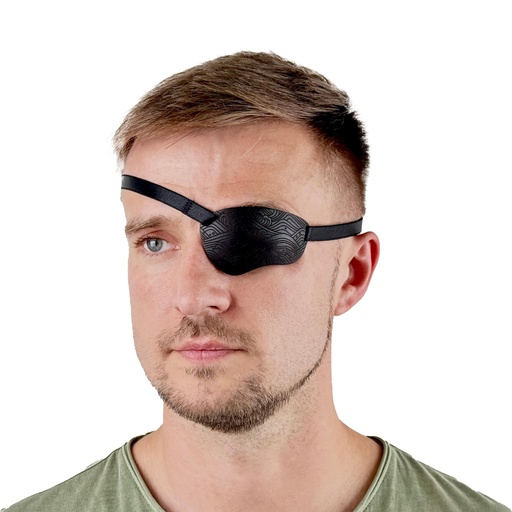 [BRSREBQTOQFGMDYZ] Black Premium Handmade Leather Eye Patch with Soft Foam Padding, Adult Eye Patch for Men and Women