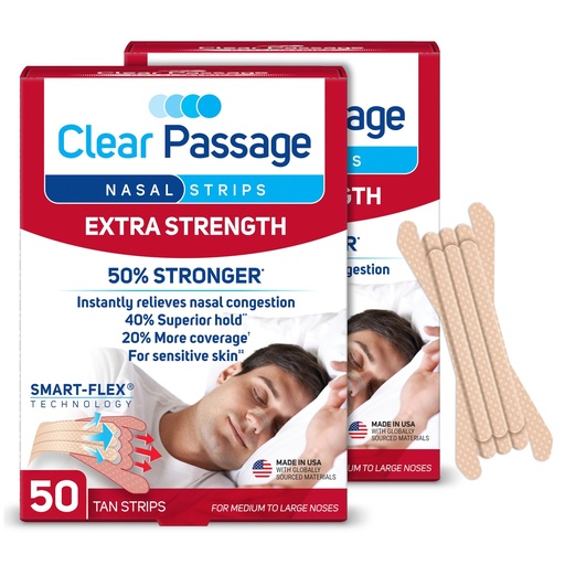 [BRSWGCQPPJ4BUAYZ] Clear Passage Nasal Strips, Tan Extra Strength, 100 Count
