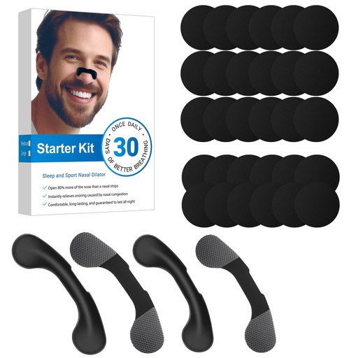 [BRSRGCACCAMRYE3L] Breathe Nasal Strips, Extra Strength Nose Strips for Breathing, Snoring Solution Nose Strips for Men Women Black 30 PCS