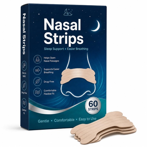 [BRSRY2YFAAMGEYDU] Nasal Strips for Adults, 60 Count Flexible Adhesive for Nighttime