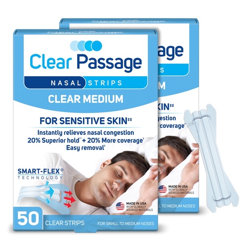 [BRSWYGA3CUNR6CTZ] Clear Passage Nasal Strips, Clear Medium, 100 Count