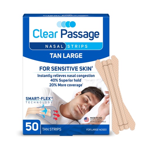 [BRSWGFT7CRYW2FI3] Clear Passage Nasal Strips, Tan Large, 50 Count