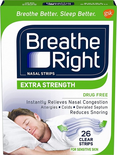 [BRSWGAAHAUHA22Q6] Breathe Right Extra Strength Clear Drug-Free Nasal Strips for Congestion Relief, 78 Count