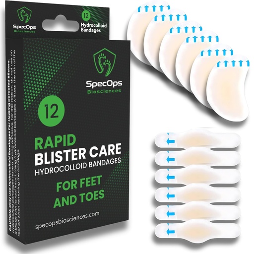 [BRSROEIFBB6GMAL5] SpecOps Hydrocolloid Blister Bandages for Athletes, 12 Pack